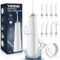 Munddusche Kabellos,Vimmk Elektrische Zahnreiniger Water Flosser 5 Modi & 8 Düsen, Tragbare Wasserflosser 300ML Zahndusche IPX7 Wasserdicht, Oral Munddusche Testsieger für Mundpflege & Reinigung(Weiß)