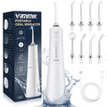 Irrigador Bucal Portatil, Vimmk Irrigador Dental Inalámbrico Profesional 8 Boquillas 5 Modos, IPX7 Impermeable 300ML USB-C Recargable Para Limpieza Dientes, Para el Hogar y los Viajes (Negro)