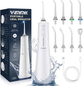 Jet Dentaire Hydropulseur et Irrigateurs Oral avec 5 Modes de Pression d'eau et 8 Embouts Remplaçables, Rechargeable et Étanche IPX7, Réservoir 300ML (Blanc)