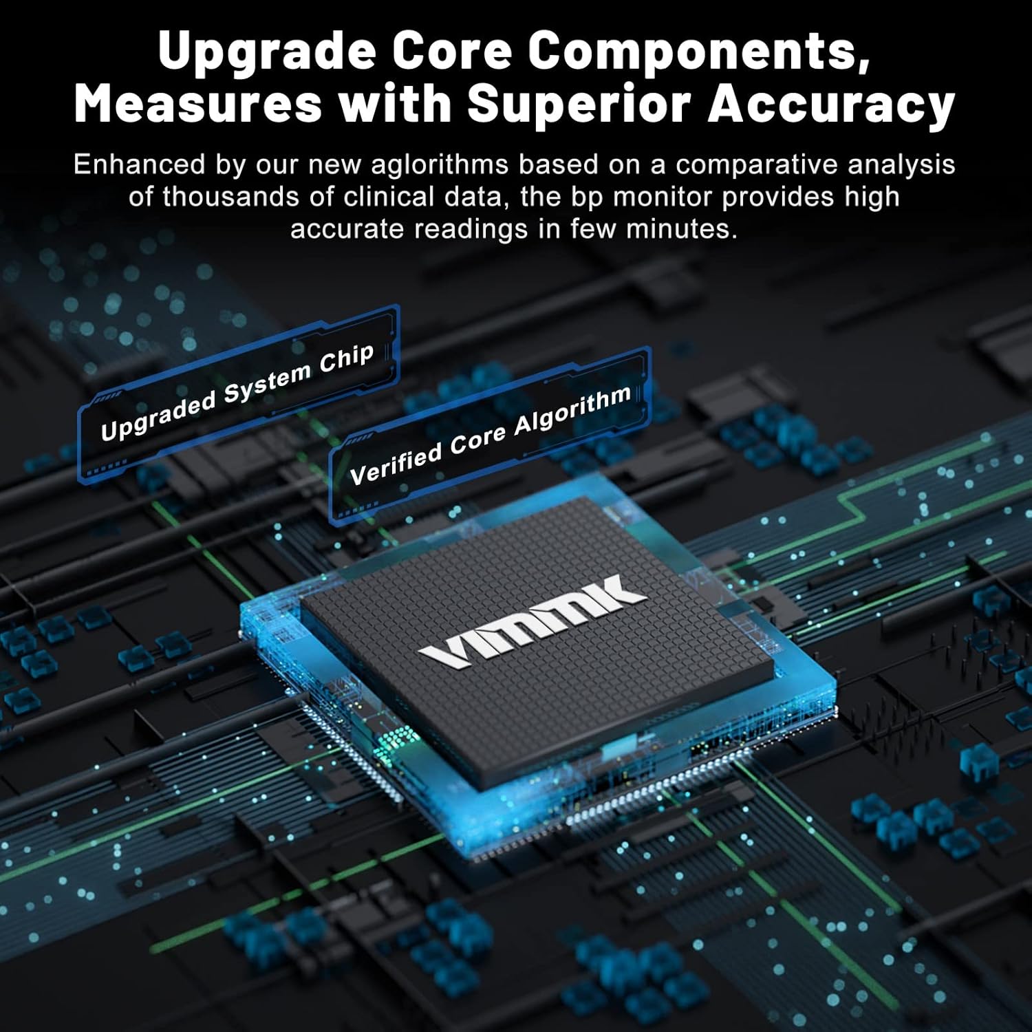 Blood Pressure Monitor, Vimmk Upper Arm Blood Pressure Machines for Home Use Accurate BP Cuff LED Backlight Display Heart Rate Detection 2x120 Records